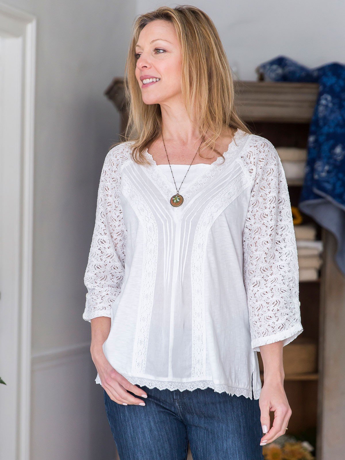 Juliet Blouse in White by April Cornell