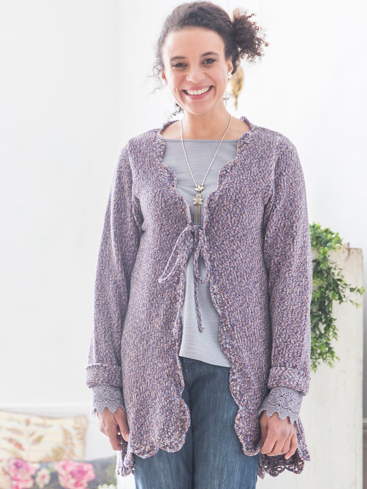 Coquette Cardigan in Orchid by April Cornell
