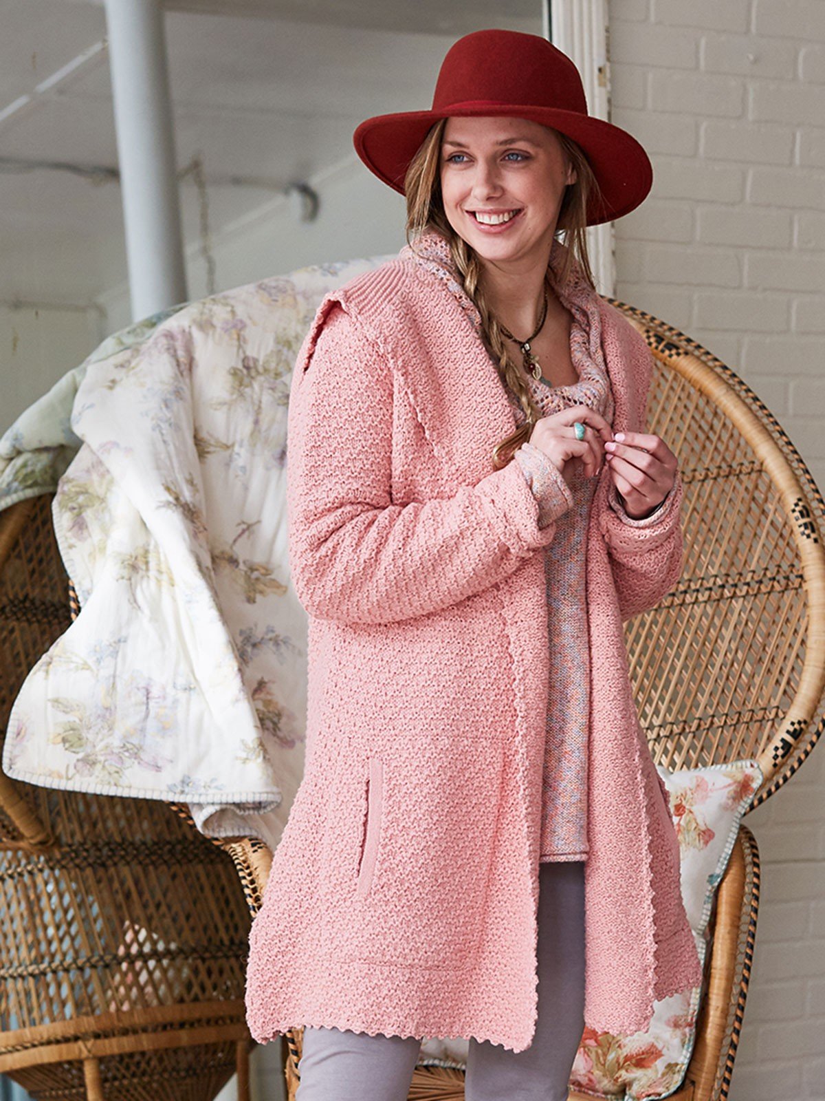 Petal Cardigan in Rose by April Cornell