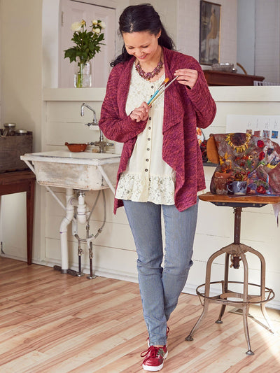 Lillian Cardigan in Plum by April Cornell