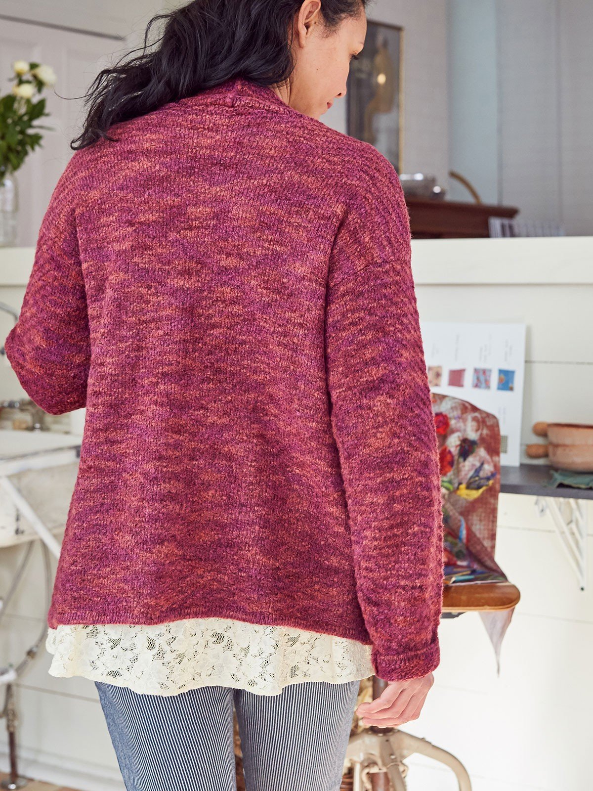 Lillian Cardigan in Plum by April Cornell