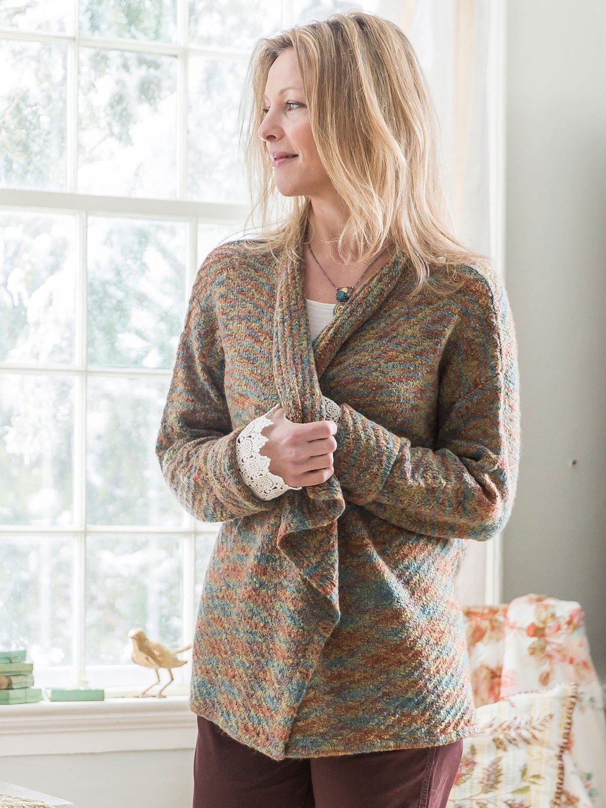 Woodland Cardigan in Green by April Cornell