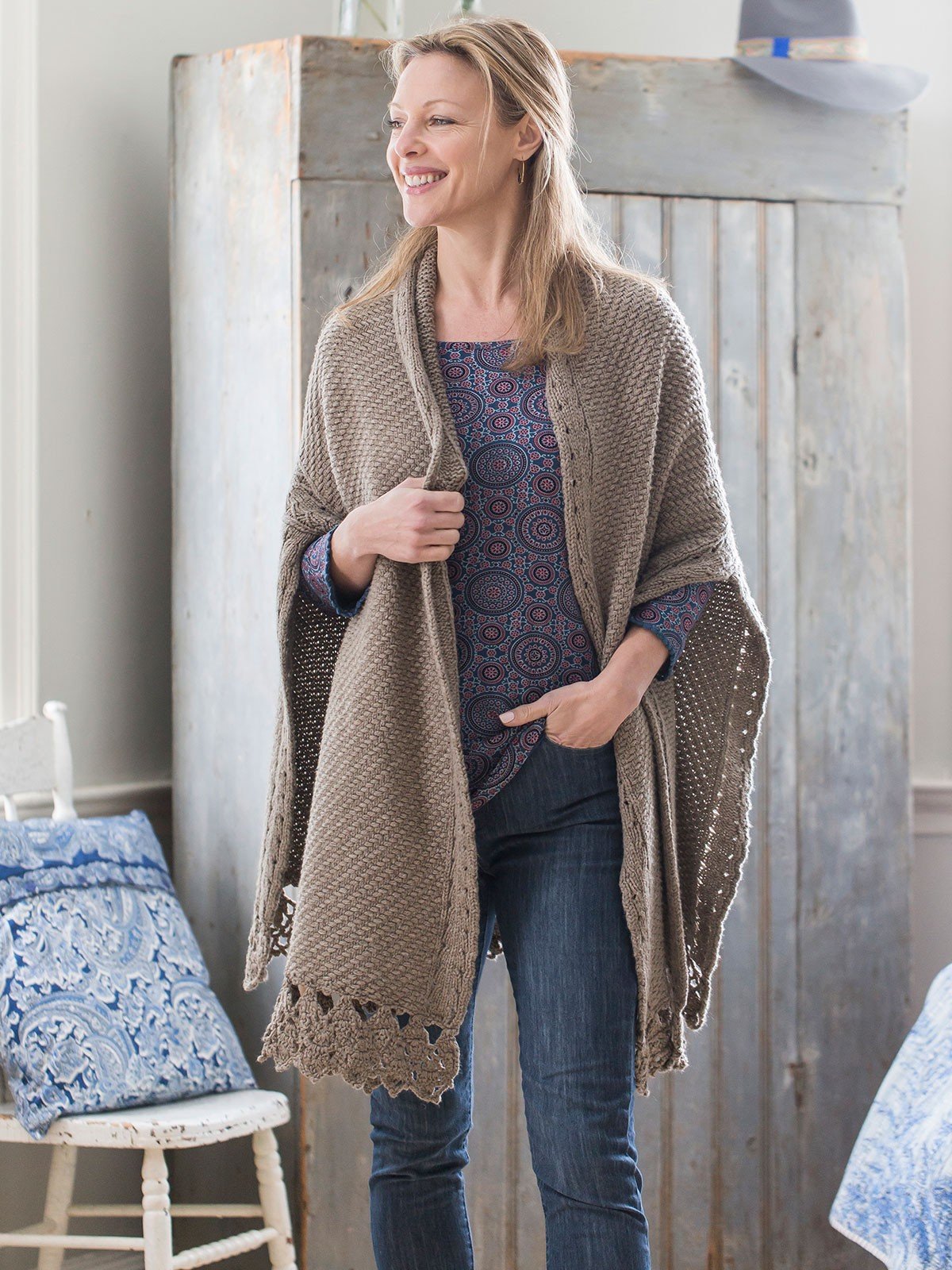 Afghan Cardigan in Pewter by April Cornell