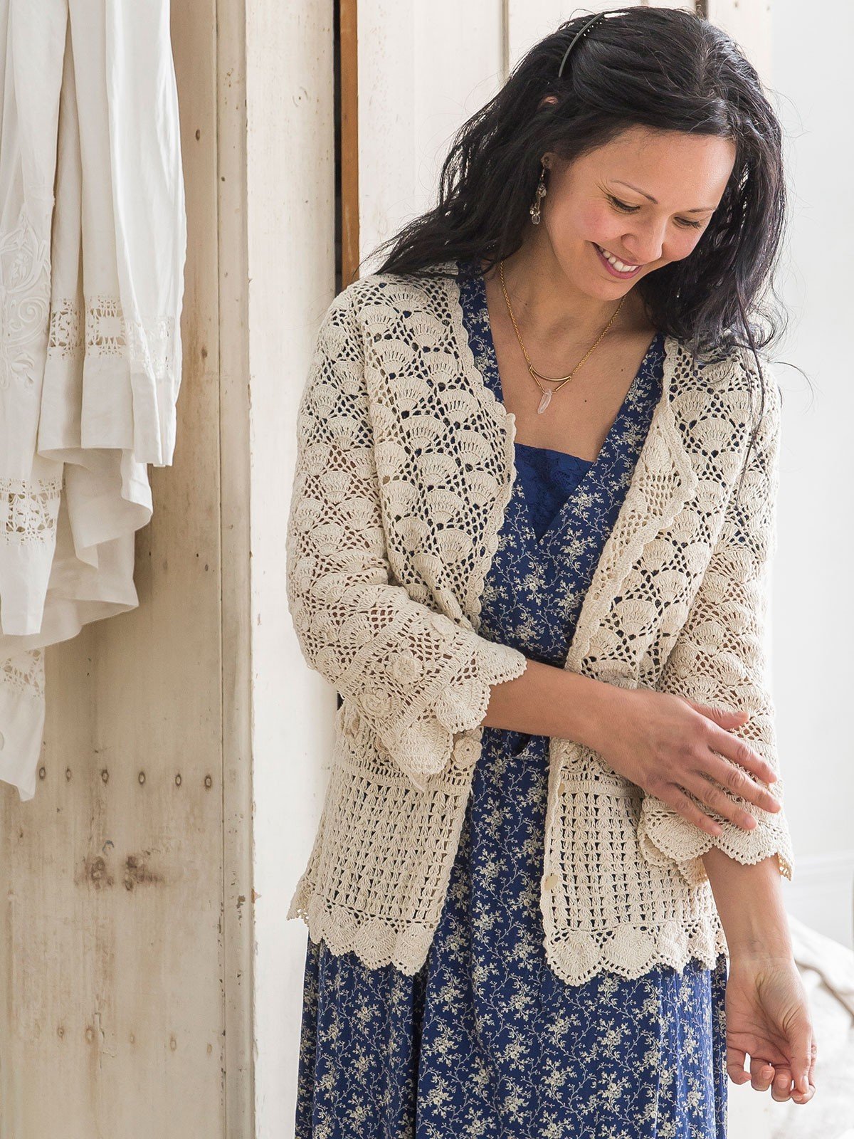 Calliope Cardigan in Ecru by April Cornell