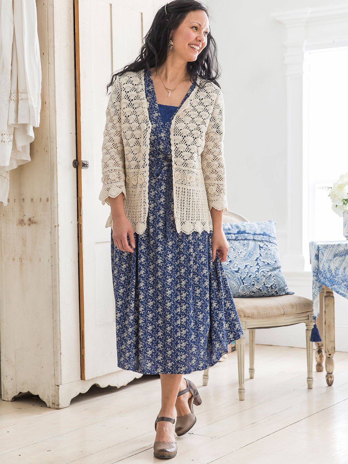 Calliope Cardigan in Ecru by April Cornell