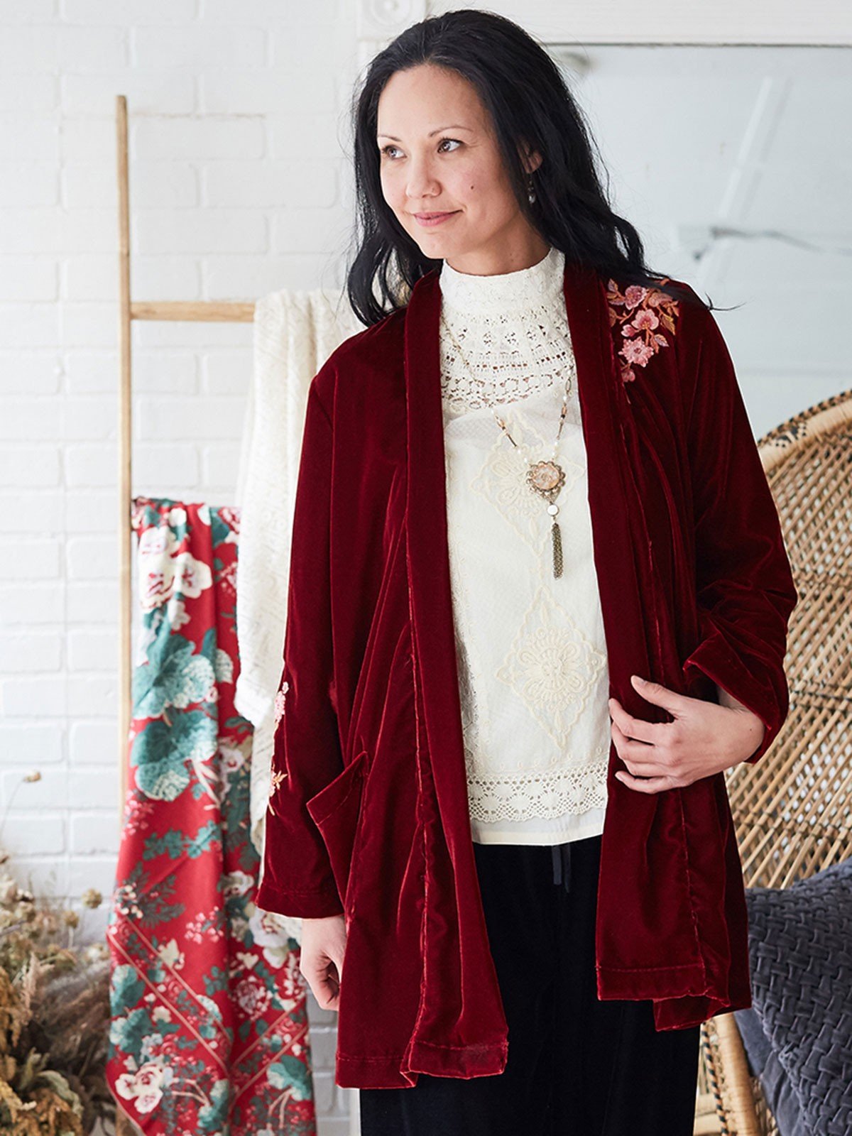 Autumn Cardigan in Scarlet by April Cornell