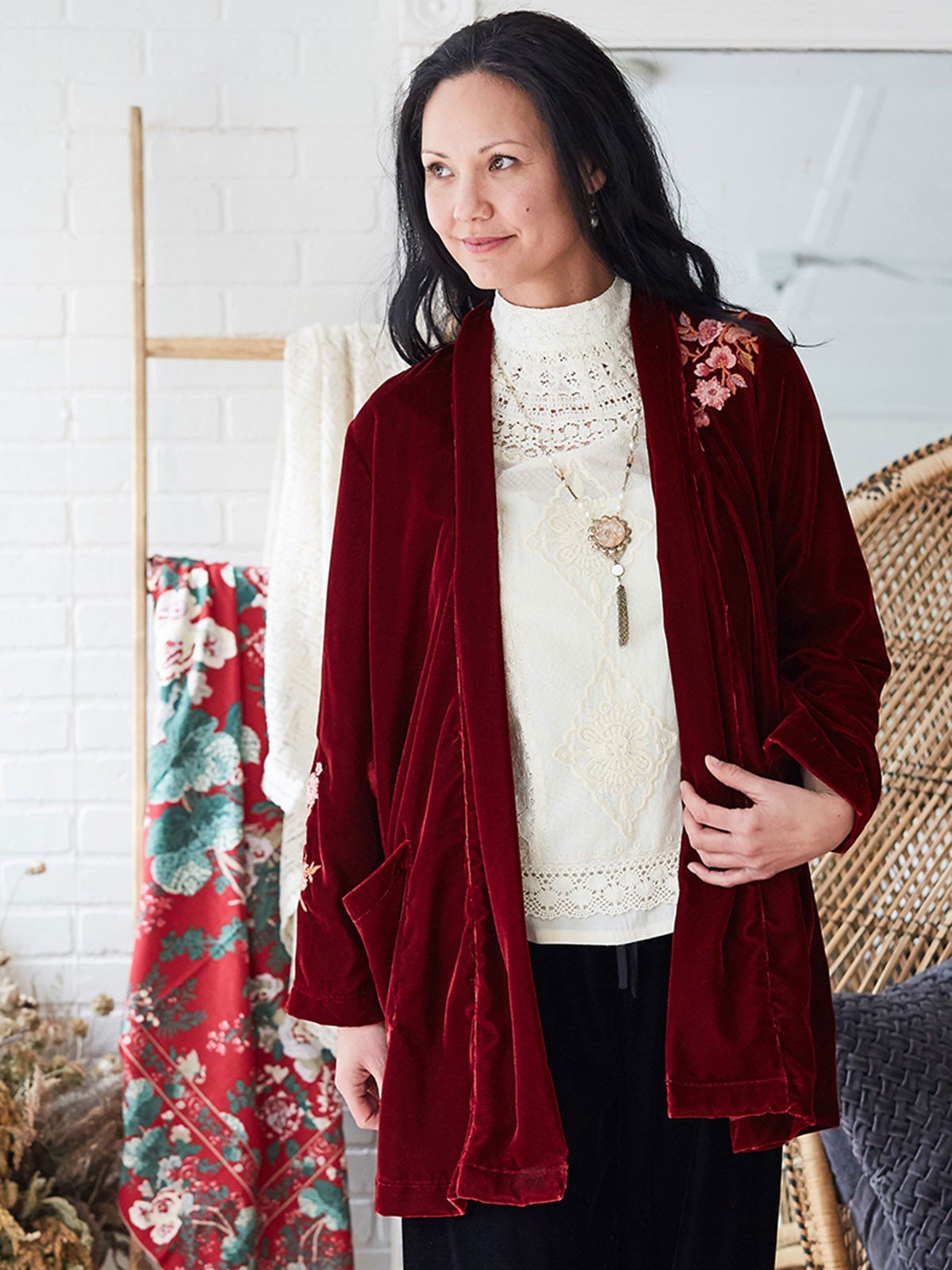 Autumn Cardigan in Scarlet | April Cornell  - SOLD OUT