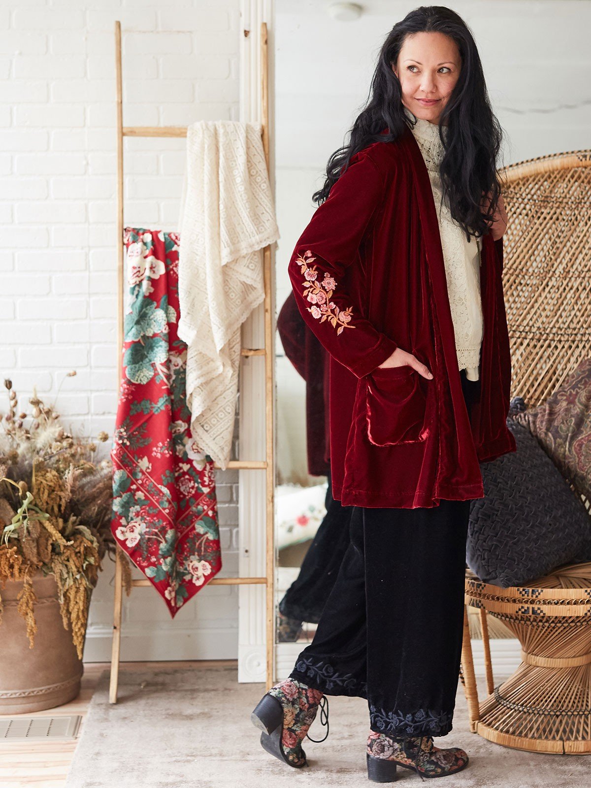 Autumn Cardigan in Scarlet by April Cornell