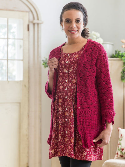 Calliope Cardigan in Crimson by April Cornell