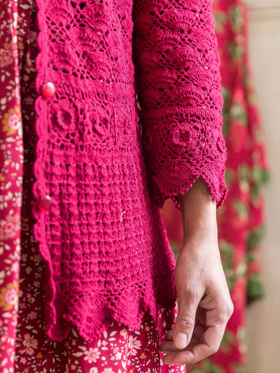 Calliope Cardigan in Crimson by April Cornell