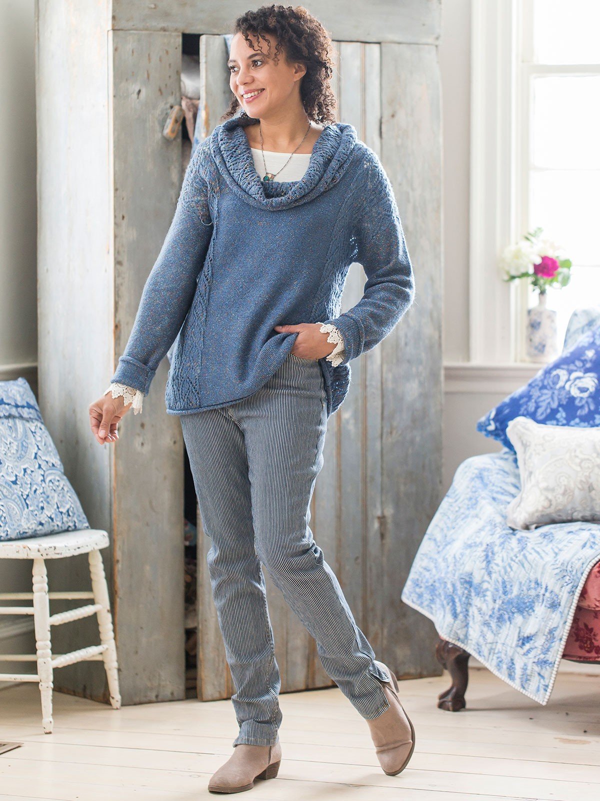 Chai Sweater in Soft Indigo by April Cornell