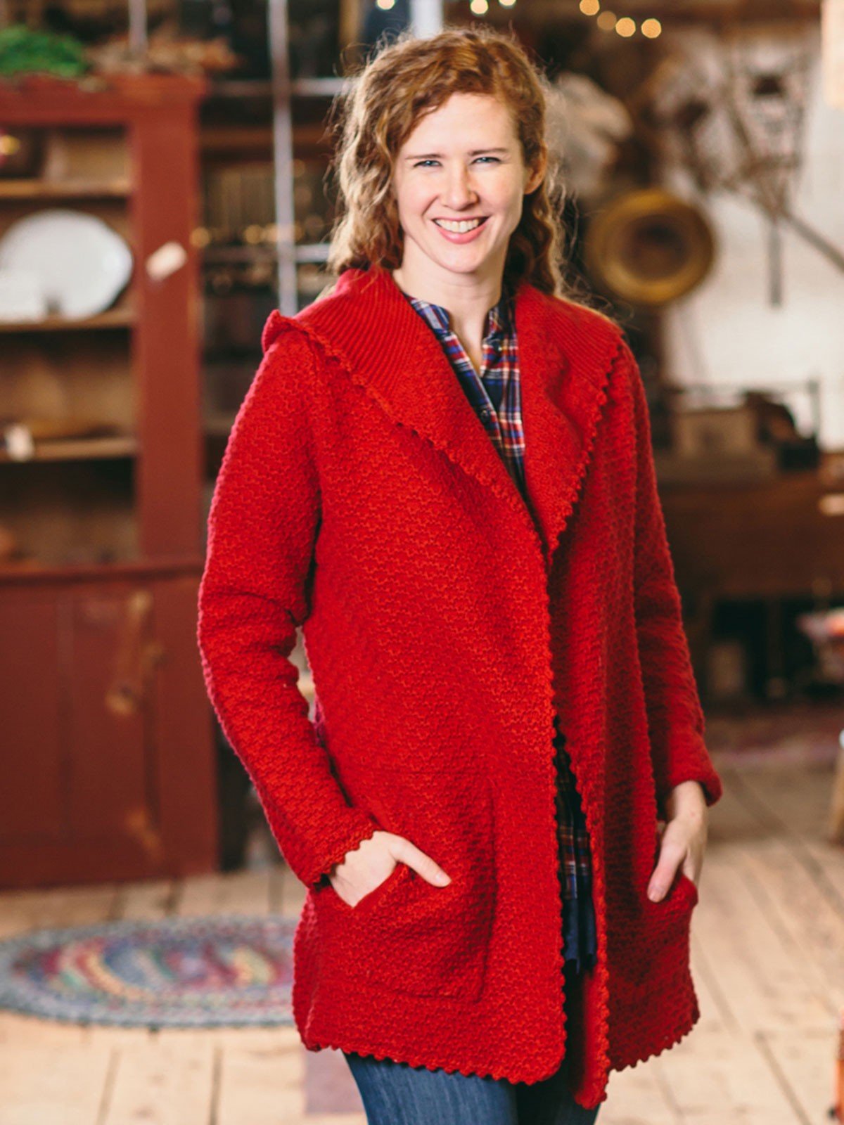 Petal Cardigan in Scarlet by April Cornell