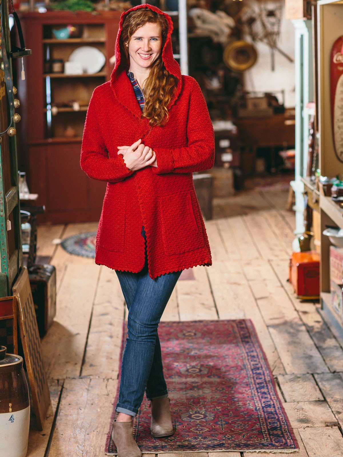 Petal Cardigan in Scarlet by April Cornell