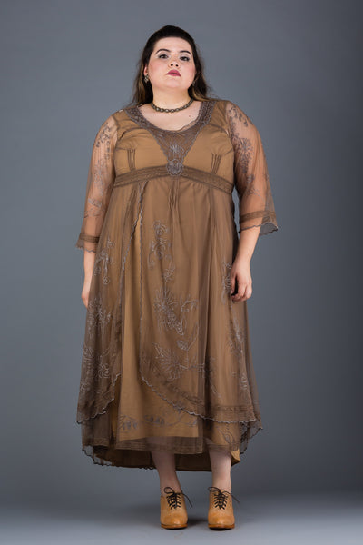Plus SIze Downton Abbey Gown in Antique Silver by Nataya