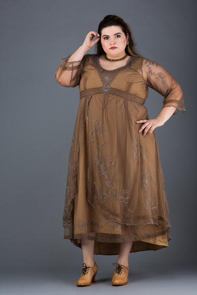 Plus SIze Downton Abbey Gown in Antique Silver by Nataya