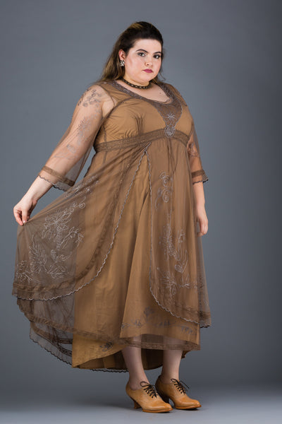 Plus SIze Downton Abbey Gown in Antique Silver by Nataya