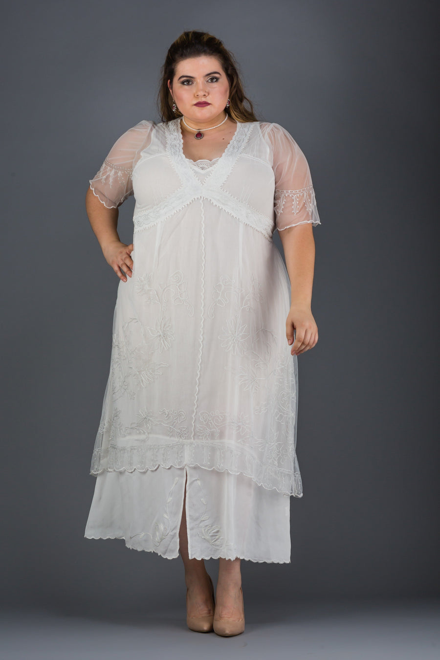 Plus Size Vintage Titanic Dress in Ivory by Nataya