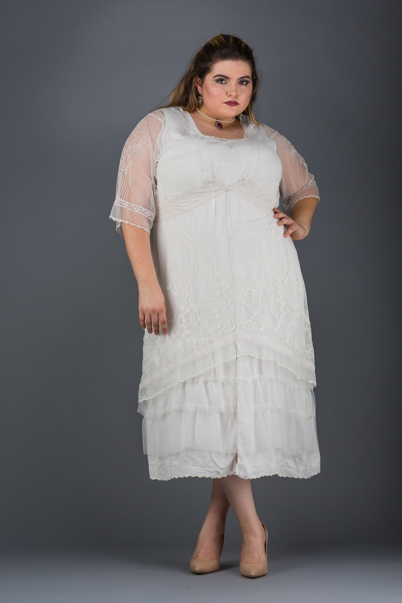 Plus SIze Titanic Dress in Ivory by Nataya
