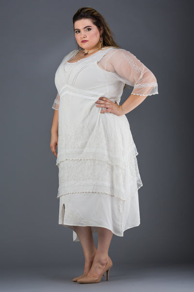Plus SIze Vintage Titanic Tea Dress in Ivory by Nataya