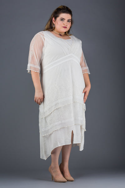Plus SIze Vintage Titanic Tea Dress in Ivory by Nataya