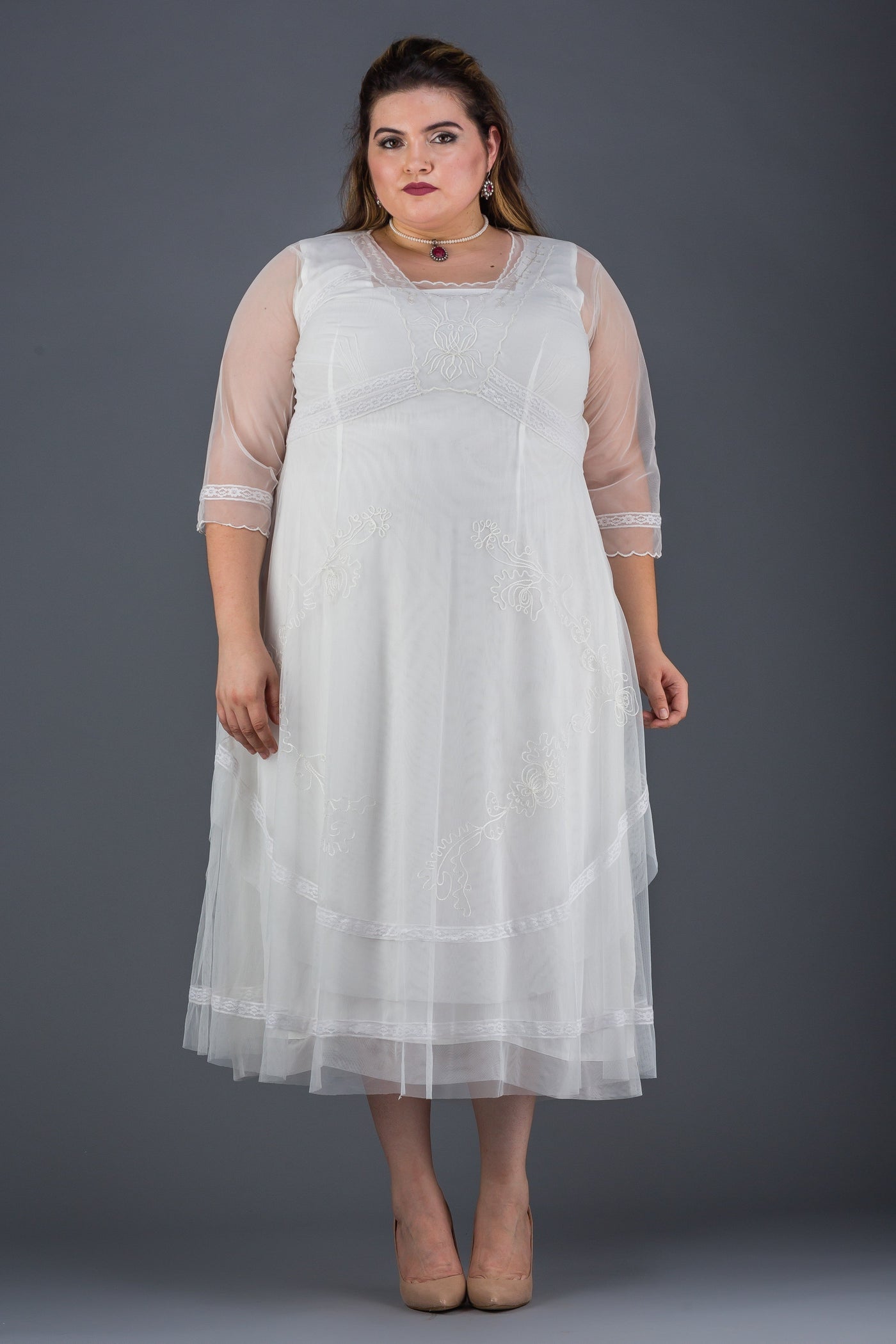 Plus Size Mary Darling Dress in Ivory by Nataya
