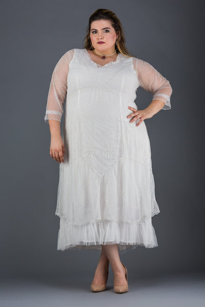 Plus Size Somewhere in Time Dress in Ivory by Nataya