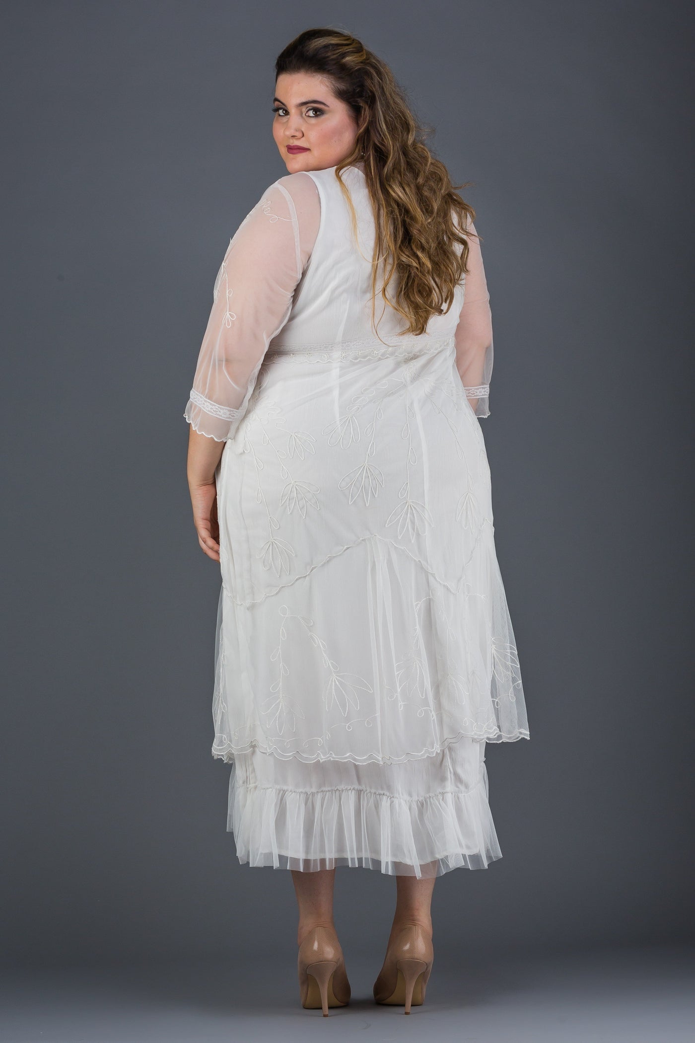 Plus Size Somewhere in Time Dress in Ivory by Nataya