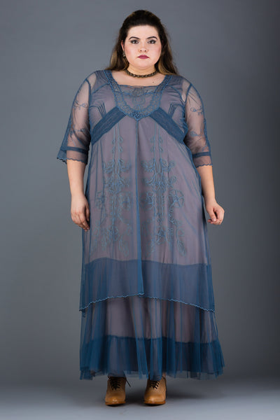 Plus Size Victoria Vintage Style Party Gown in Azure by Nataya