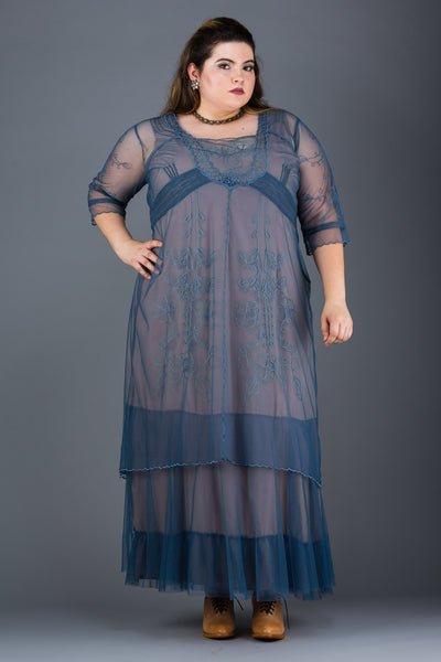 Plus Size Victoria Vintage Style Party Gown in Azure by Nataya