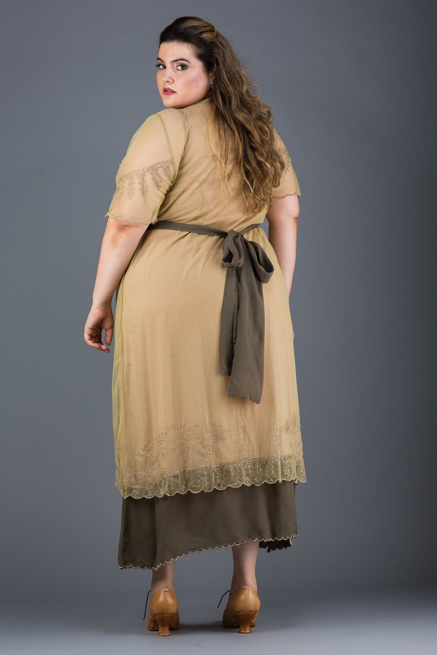 Plus Size Vintage Titanic Dress in Sage by Nataya