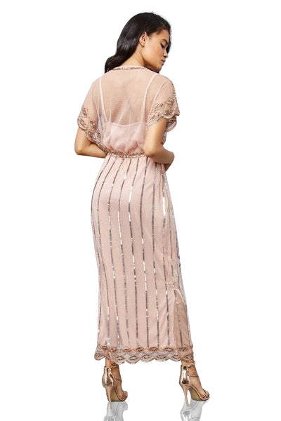 Angelina Gatsby Style Maxi Dress in Blush