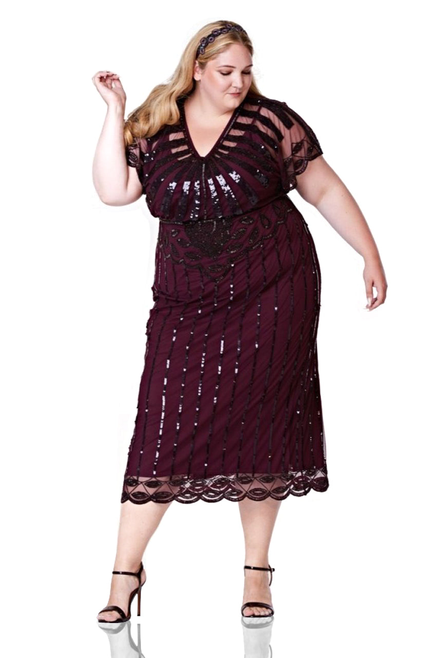 Gatsby Style Maxi Dress in Plum