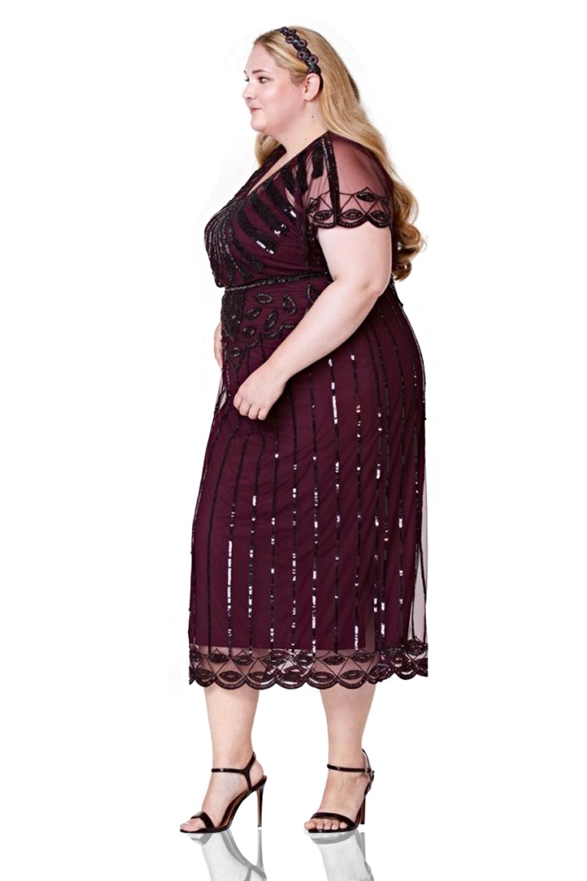 Gatsby Style Maxi Dress in Plum