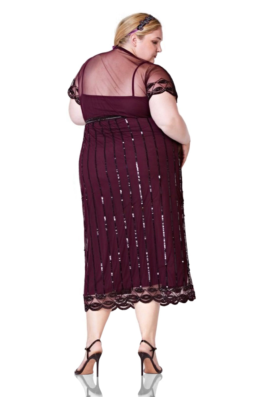 Gatsby Style Maxi Dress in Plum