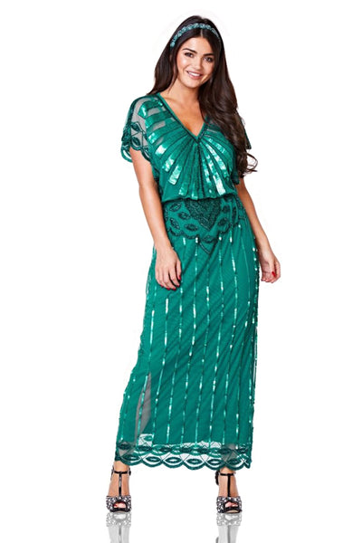 Gatsby Style Maxi Dress in Teal