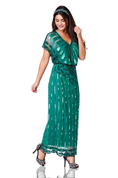 Gatsby Style Maxi Dress in Teal
