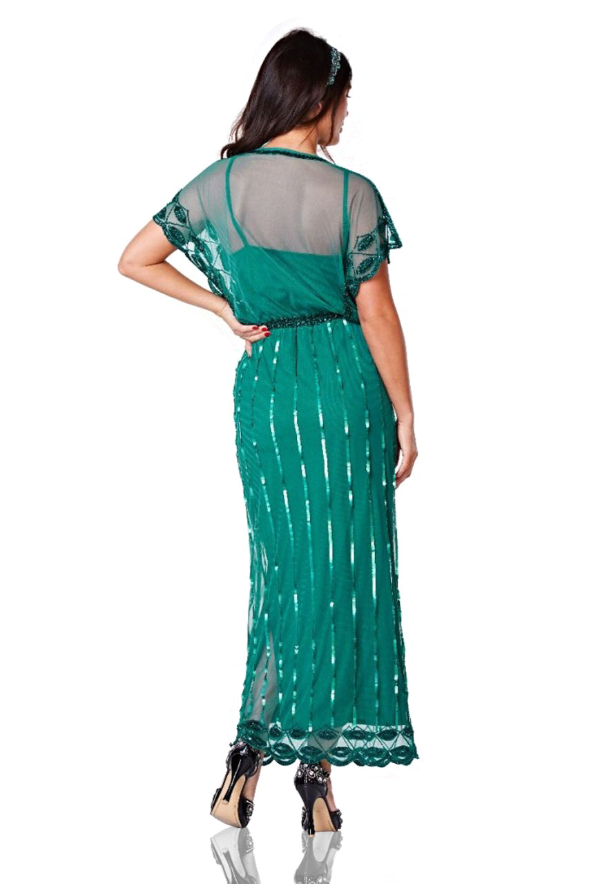 Gatsby Style Maxi Dress in Teal