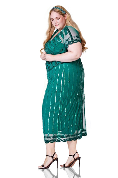 Gatsby Style Maxi Dress in Teal