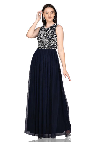 Angie Gatsby Style Maxi Dress in Navy Blue - SOLD OUT