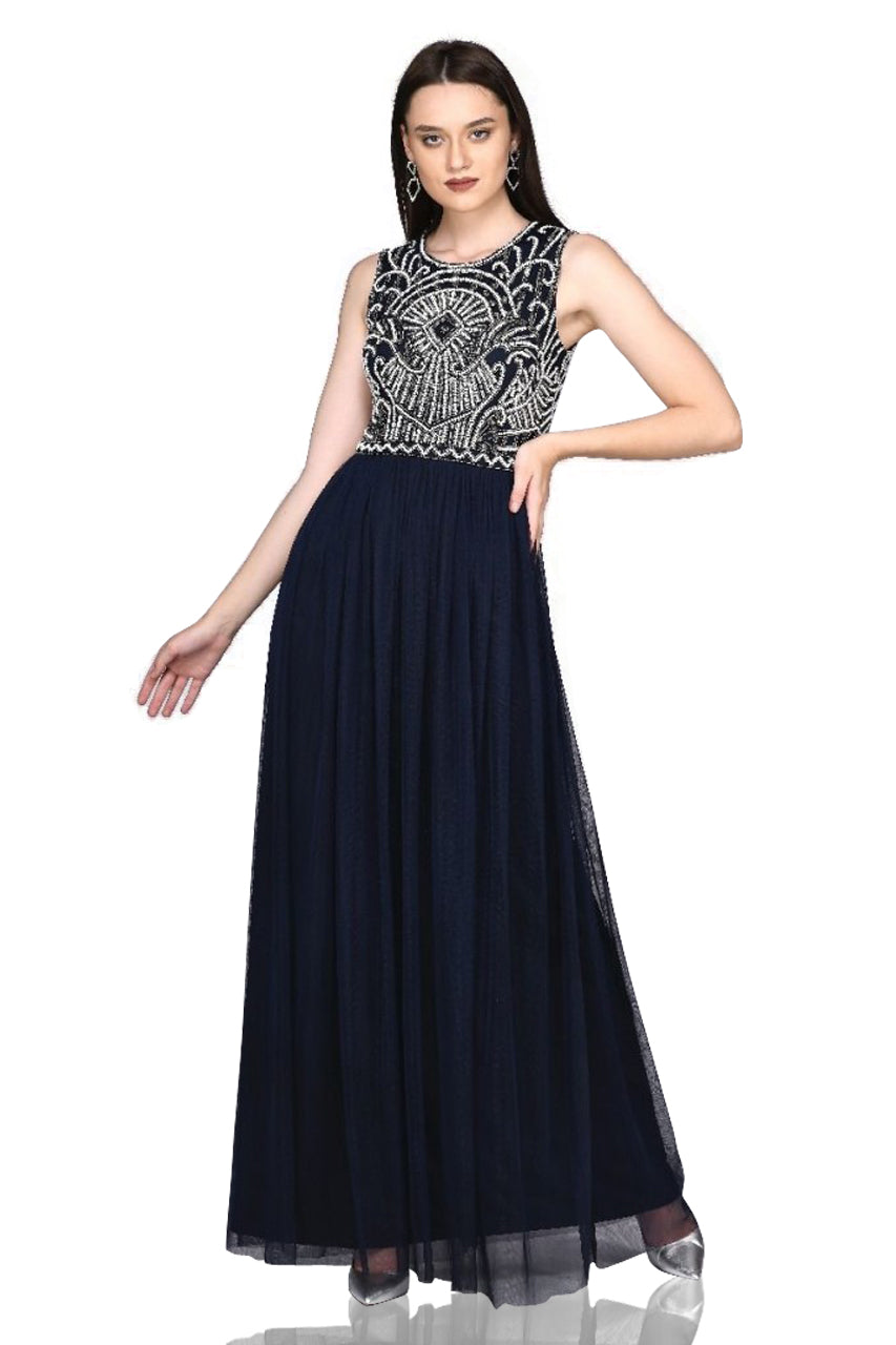Angie Gatsby Style Maxi Dress in Navy Blue - SOLD OUT