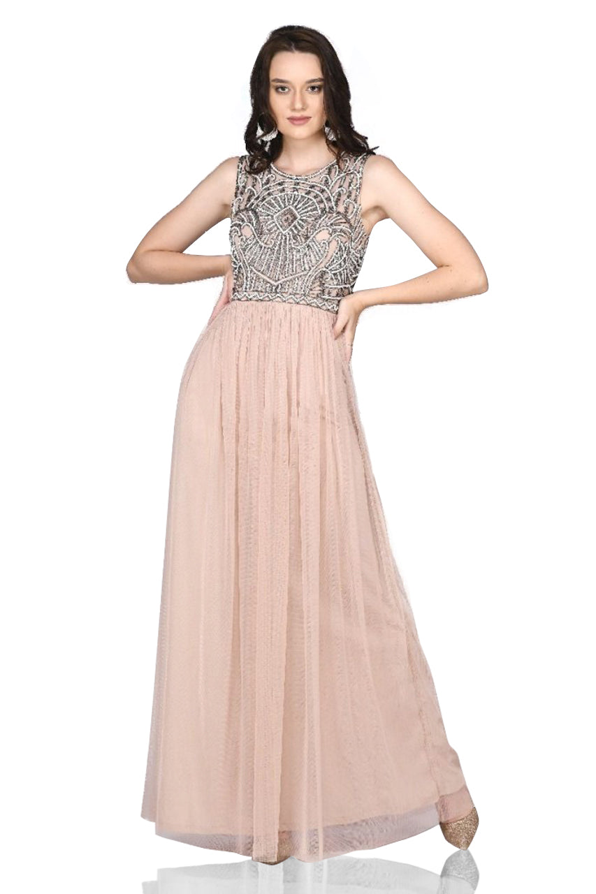 Angie Gatsby Style Maxi Dress in Nude Blush - SOLD OUT