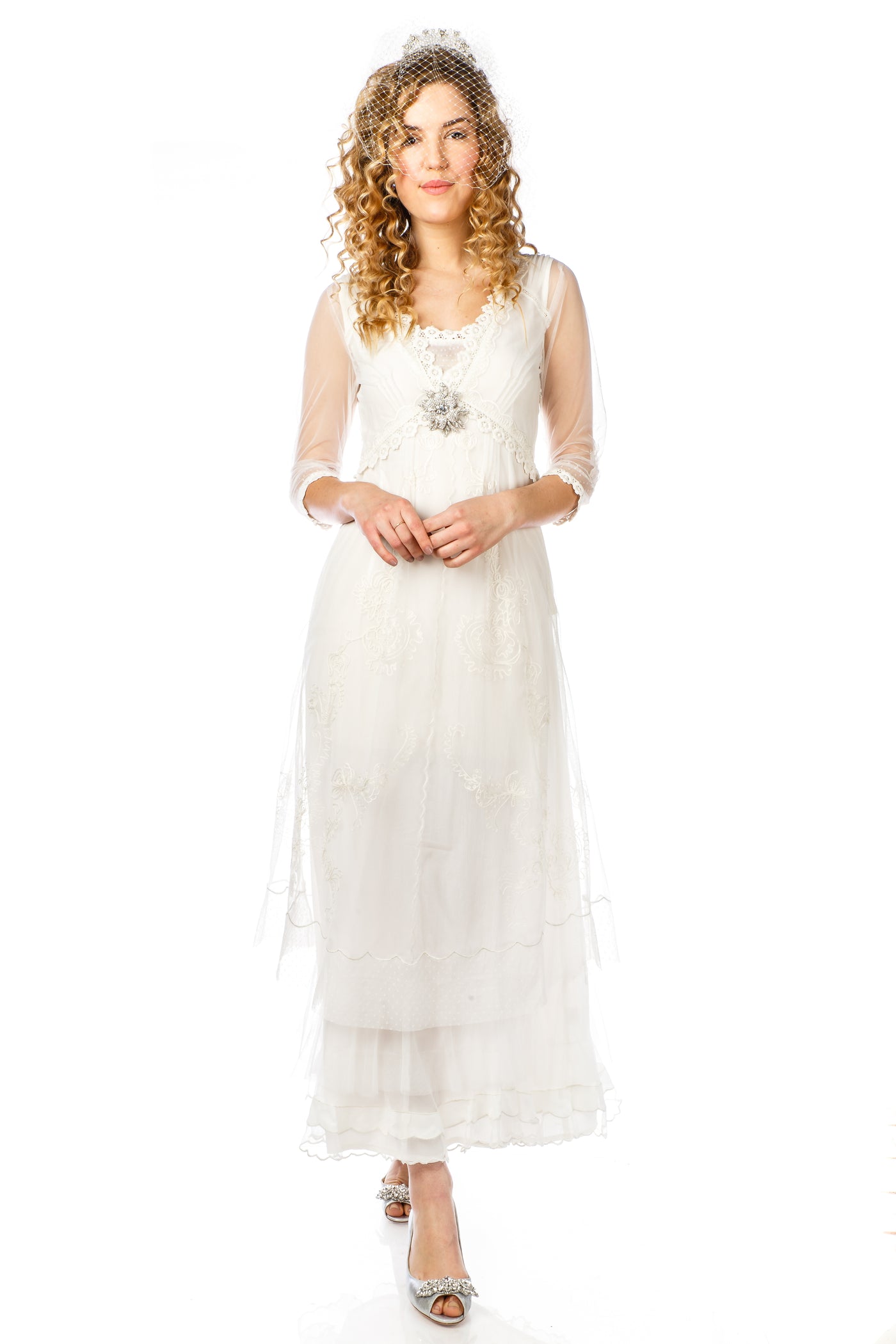 Audrey Vintage Style Party Gown CL-407 in Ivory by Nataya