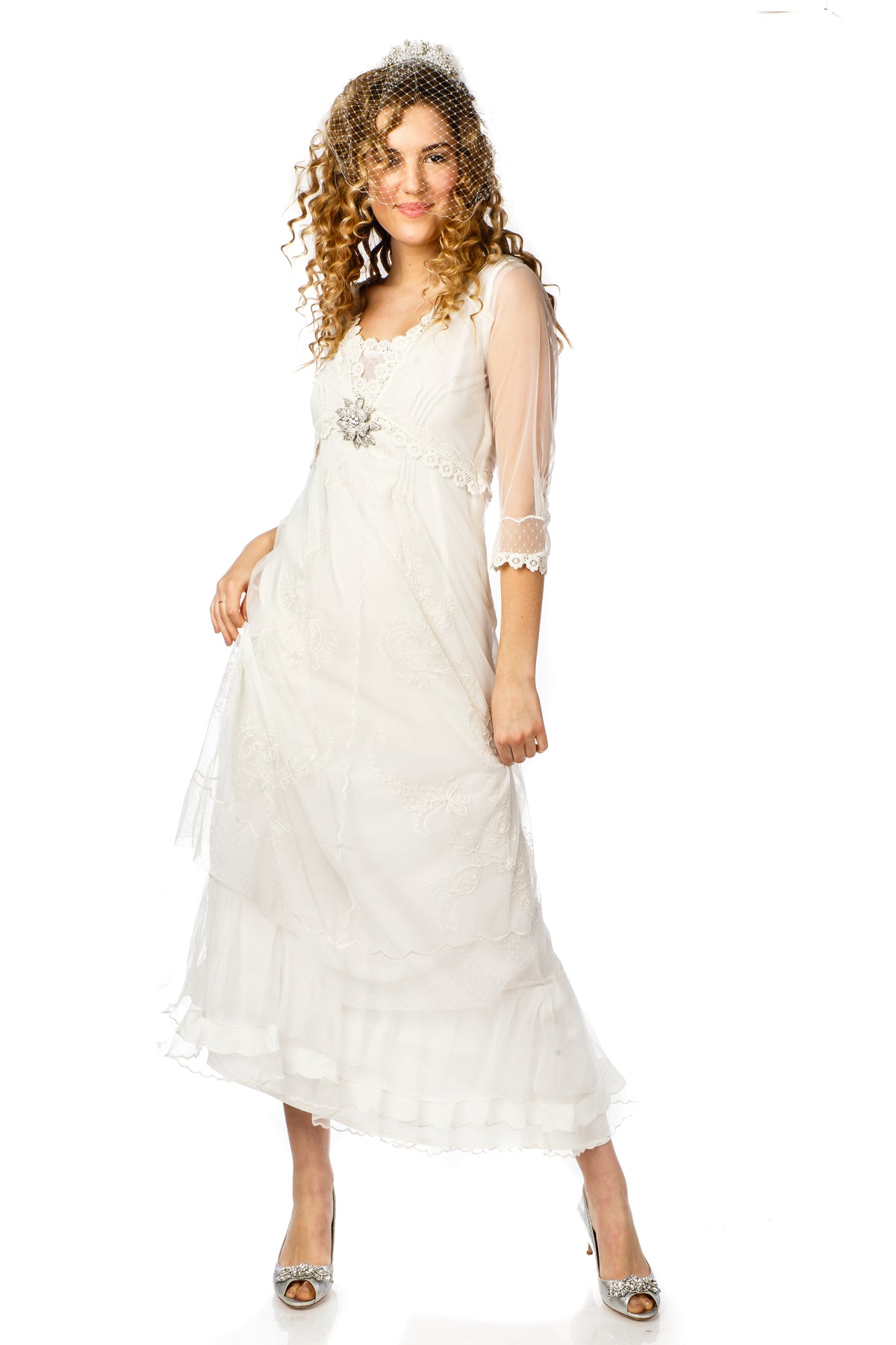 Vintage Style Wedding Dresses, Vintage Inspired Wedding Gowns Audrey Vintage Style Party Gown in Ivory by Nataya $265.00 AT vintagedancer.com