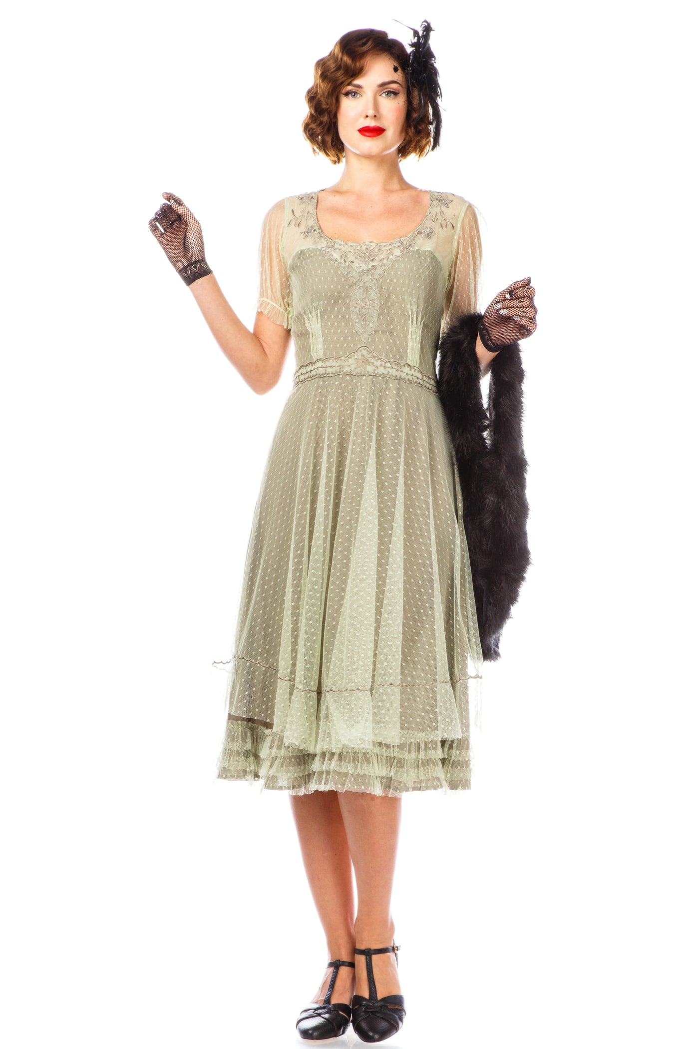 1920s Flapper Style Dress 40832 in Mint by Nataya