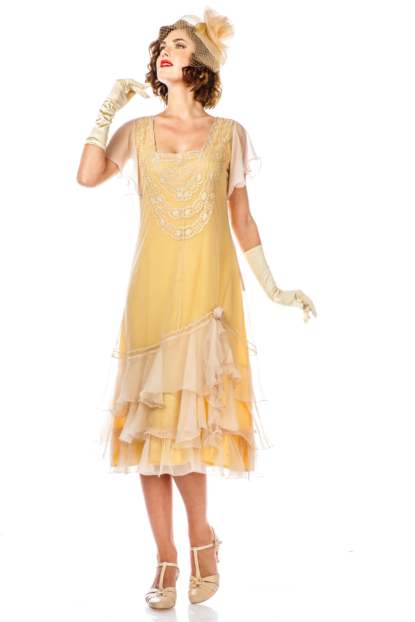 Alexa 1920s Flapper Style Dress AL-283 in Lemon by Nataya