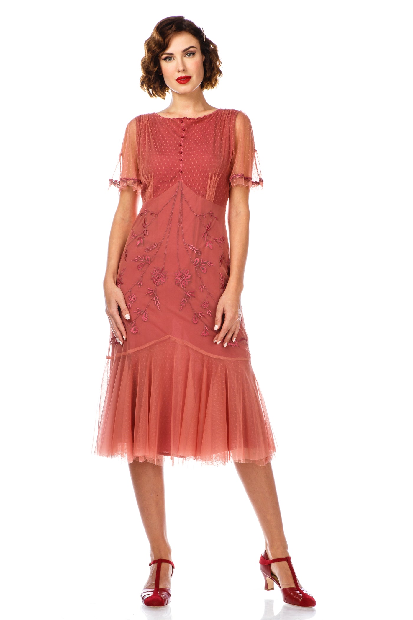 1920s Flapper Style Dress 40834 in Rose by Nataya