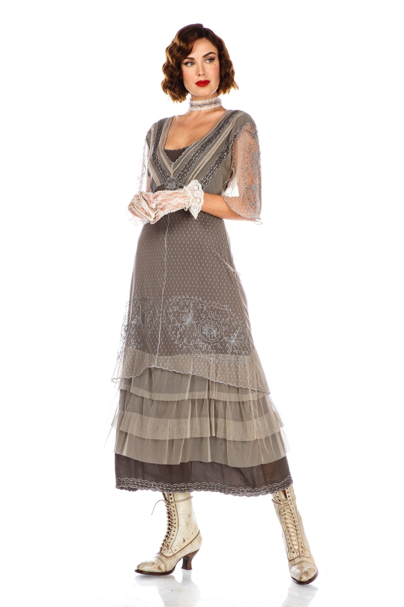 Sylvia 1920s Titanic Style Dress in Slate