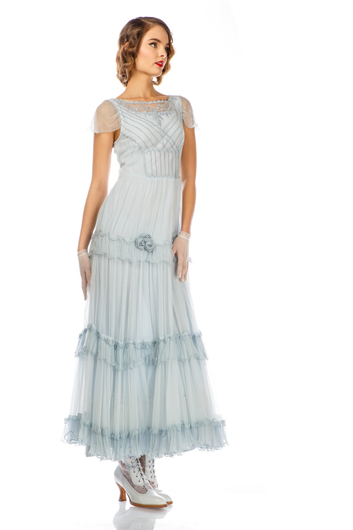 Harper Vintage Inspired Wedding Dress in Blue by Nataya