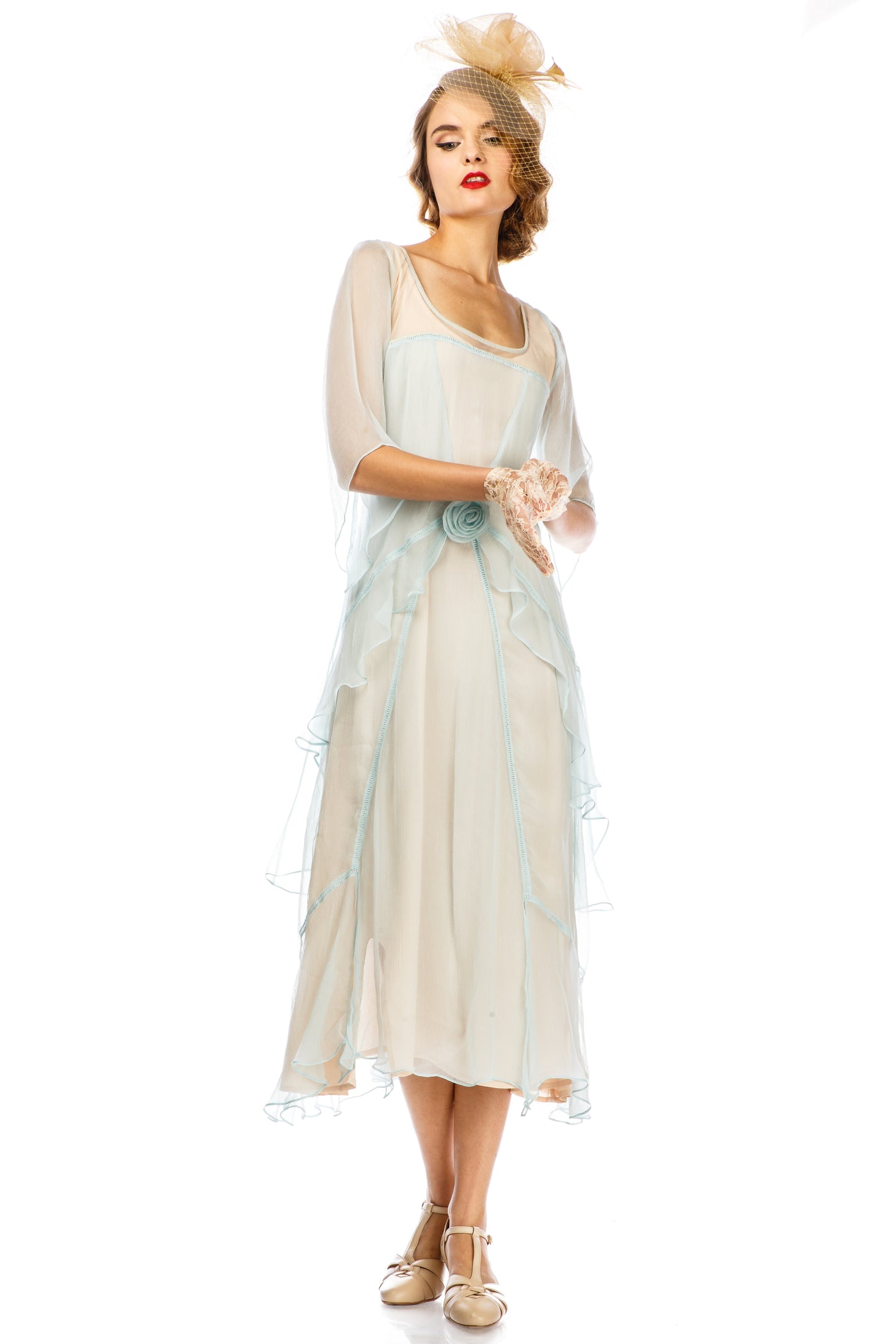 10709 Great Gatsby Party Dress in Nude Mint by Nataya