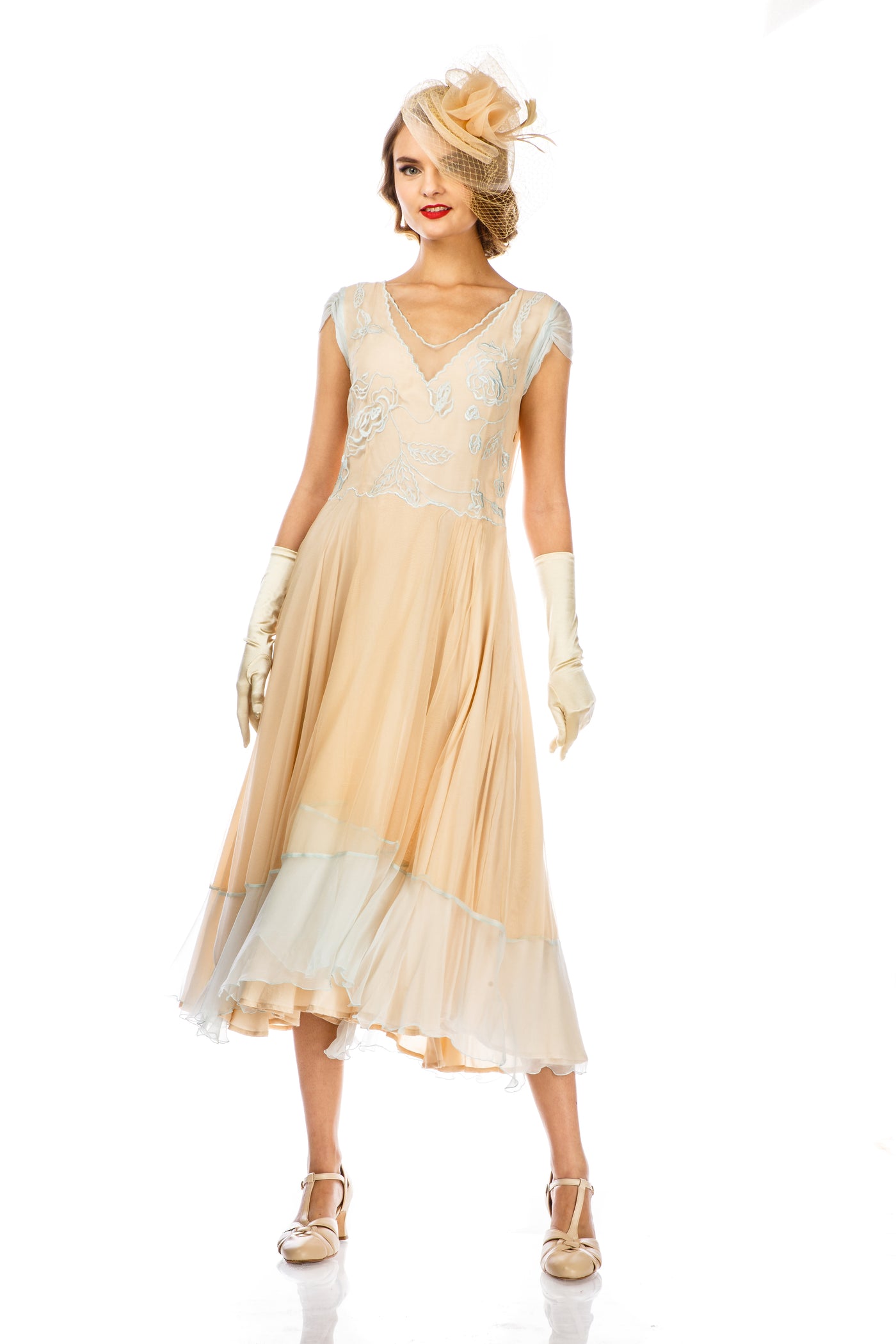 Ayla 1920s Style Wedding Dress 40822 in Nude Mint by Nataya